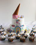 Rainbow Theme Dessert Table | Custom Birthday Cake & Cupcakes