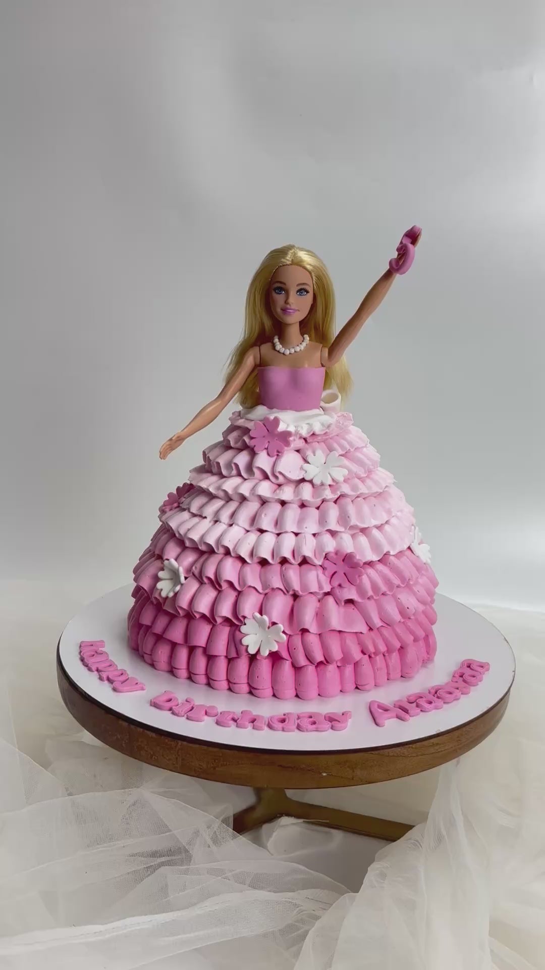 Pink Perfection Ruffled Doll Ballgown Cake